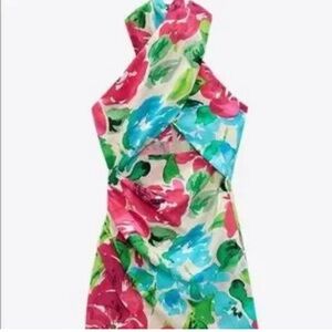 Zara mini cross halter dress